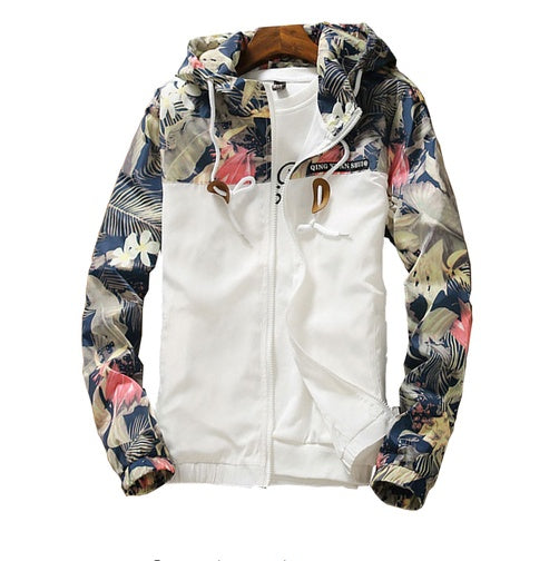 Light Floral Print Hooded Jacket Fashion Trend Flower Coat Hoodies