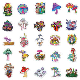 50PCS Cartoon Psychedelic Mushroom Sticker Cute Color Magic Plant Funny Anime Stickers Phone Laptop Stickers Decals - StickEmUpDesigns.ca
