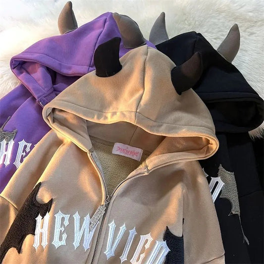 Bat Wing Devil Horn Hoodies For Teenage Girls - StickEmUpDesigns.ca
