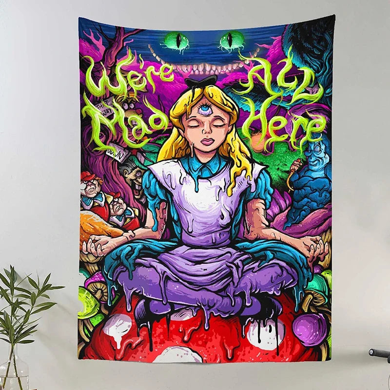 Psychedelic Alice Hippie Eye Trippy Tapestry for Room Bedroom Art Decor Wall Hanging