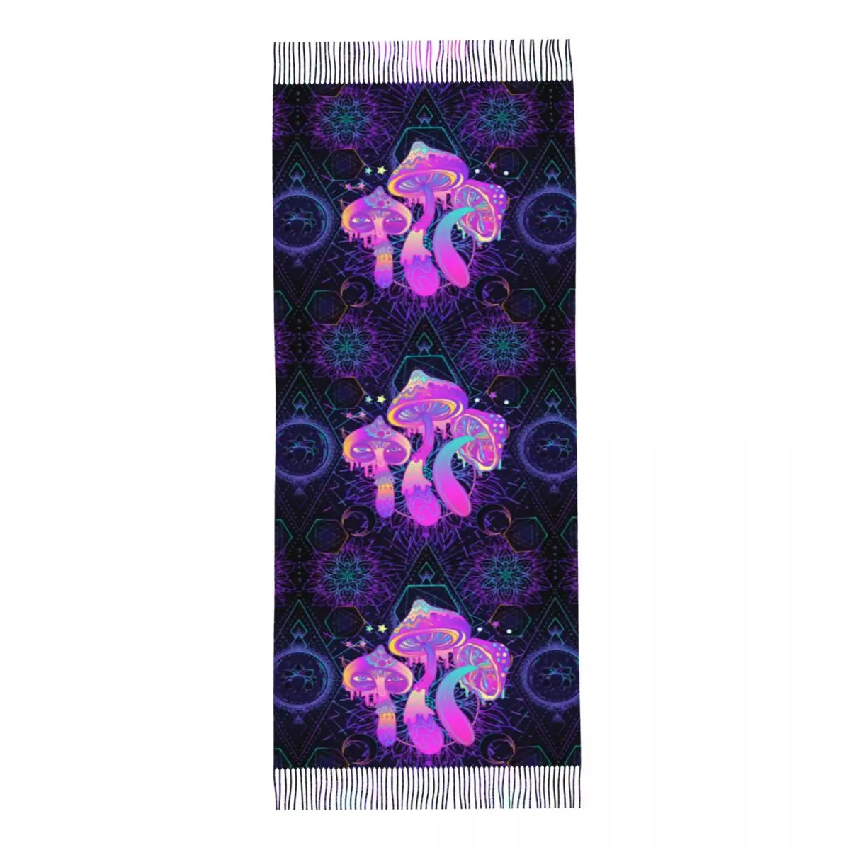 Psychedelic Shrooms Scarf for Womens Winter Warm Pashmina Shawl Wrap Mushroom Abstract Trippy Long Large Shawl Scarf Ladies