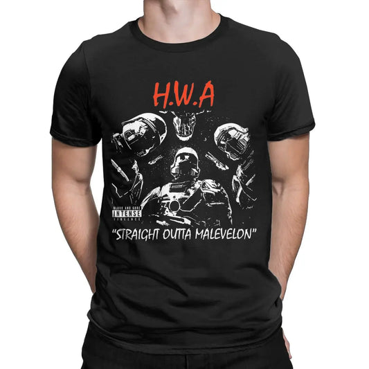 HWA Straight Outta Malevelon Helldivers Men's T Shirts Vintage Tee Shirt Short Sleeve T-Shirts 100% Cotton New Arrival Clothing