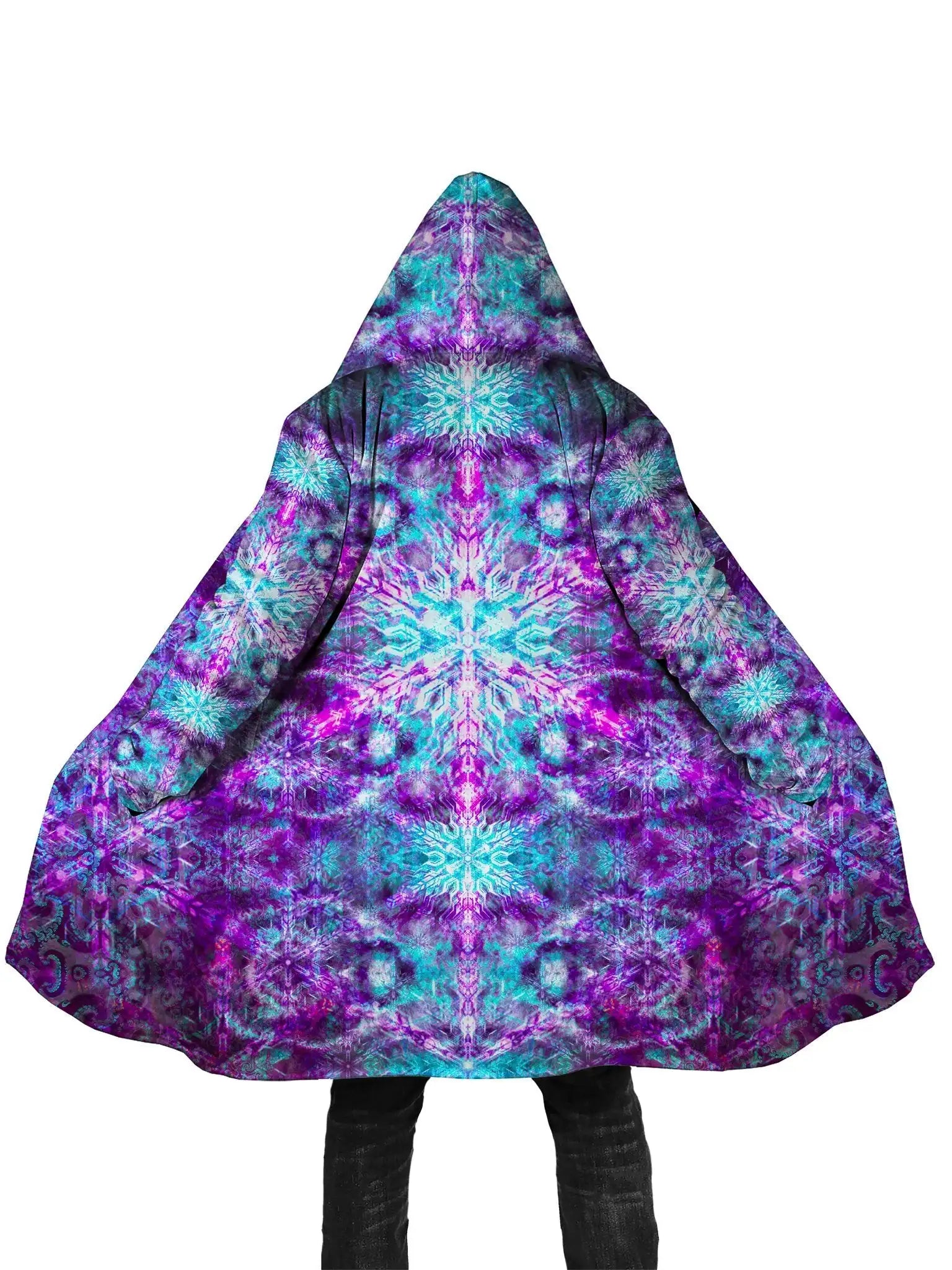 Mandala Psychedelic  Printed Cloak Thick Winter Warm Hooded Blanket Coat Fleece Men Female Jacket Pullover