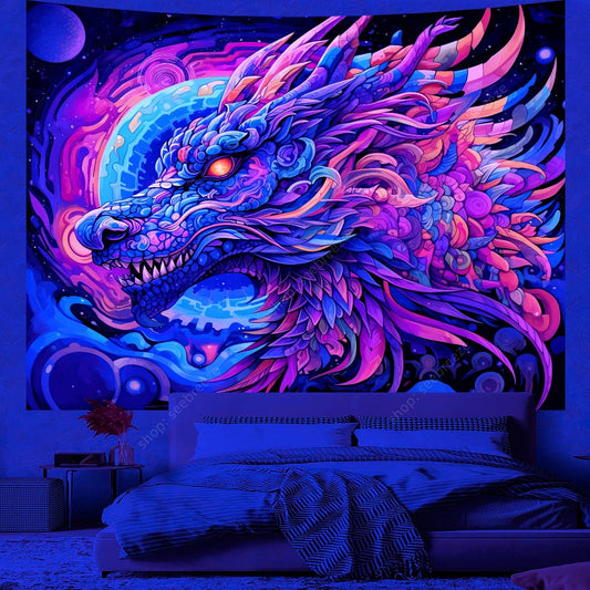 Animal UV Reactive Tapestry Psychedelic Hippie Tapestry Wall Hanging Neon Backdrop Room Decor Aesthetic Sofa Blanket Beach Towel - StickEmUpDesigns.ca
