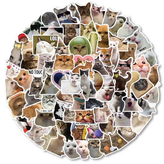 50/100pcs Funny Cute Cat Stickers