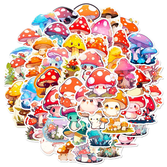 50/100pcs Kawaii Mushroom  Stickers