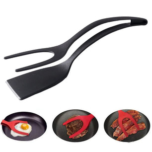 Multifunction 2 In 1 Spatula Tongs for Kitchen Egg Steak Toast Ham Fried Tongs Non Stick Tongs Novel Kitchen Accessories
